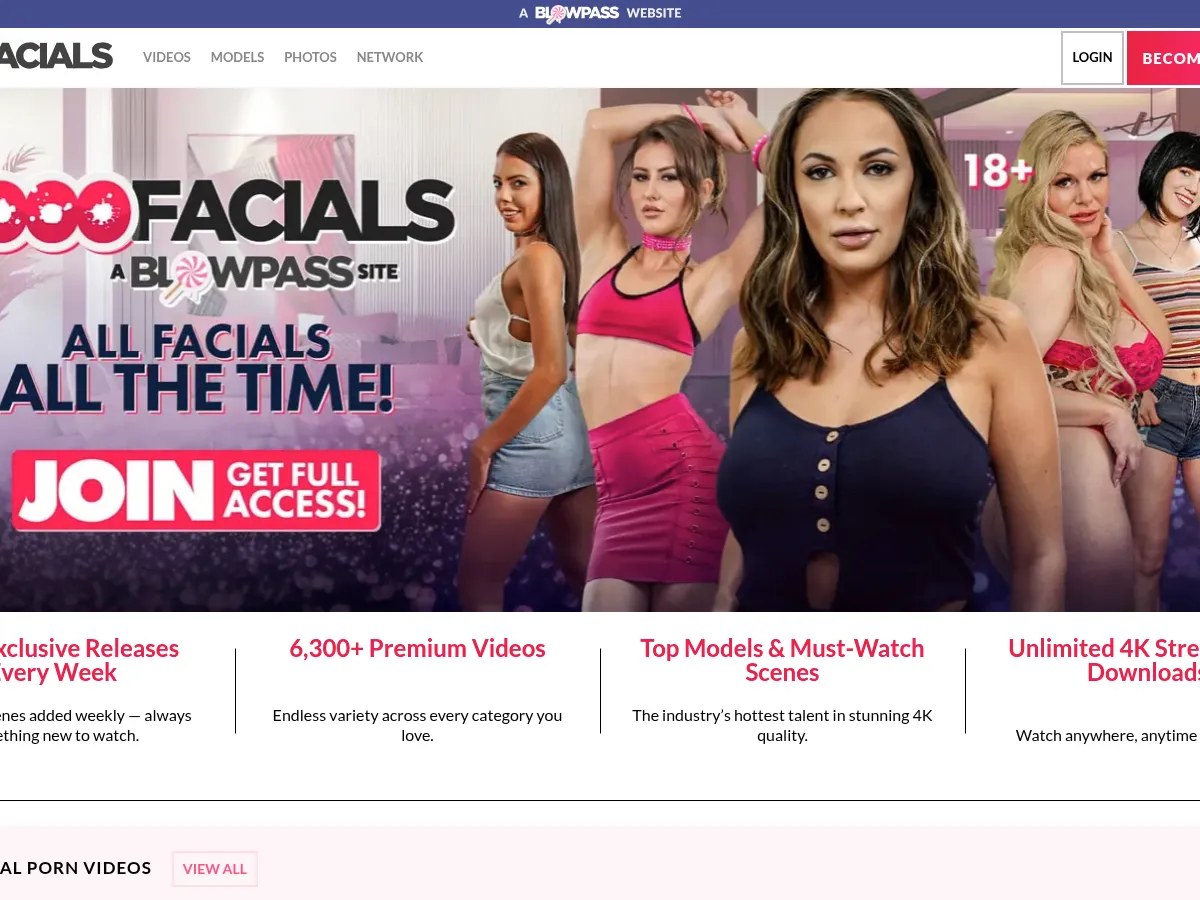 A heavily blurred, censored capture of the 1000 Facials homepage โ only soft shapes are visible, no explicit or readable content