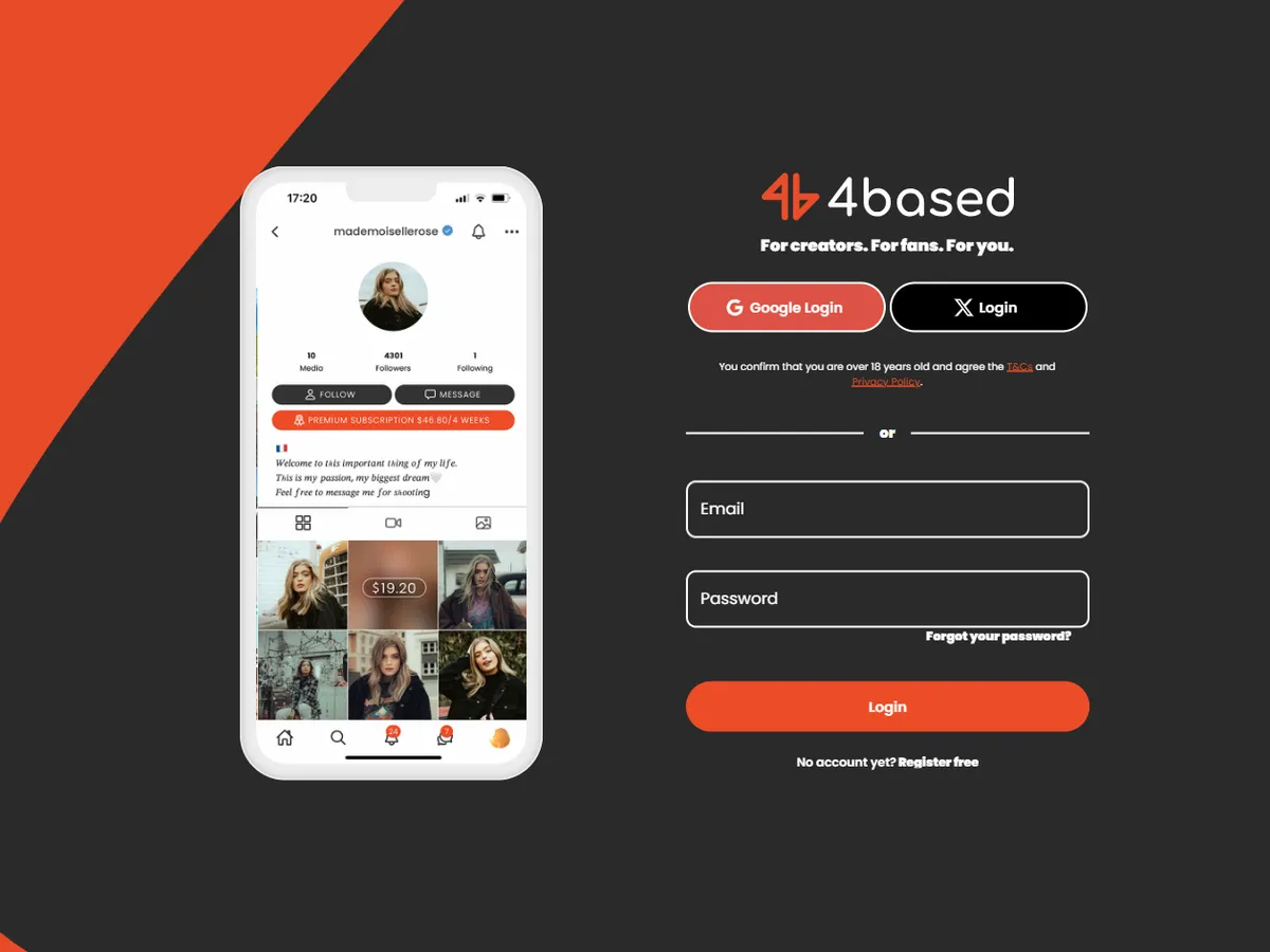 A heavily blurred, censored capture of the 4Based homepage โ only soft shapes are visible, no explicit or readable content