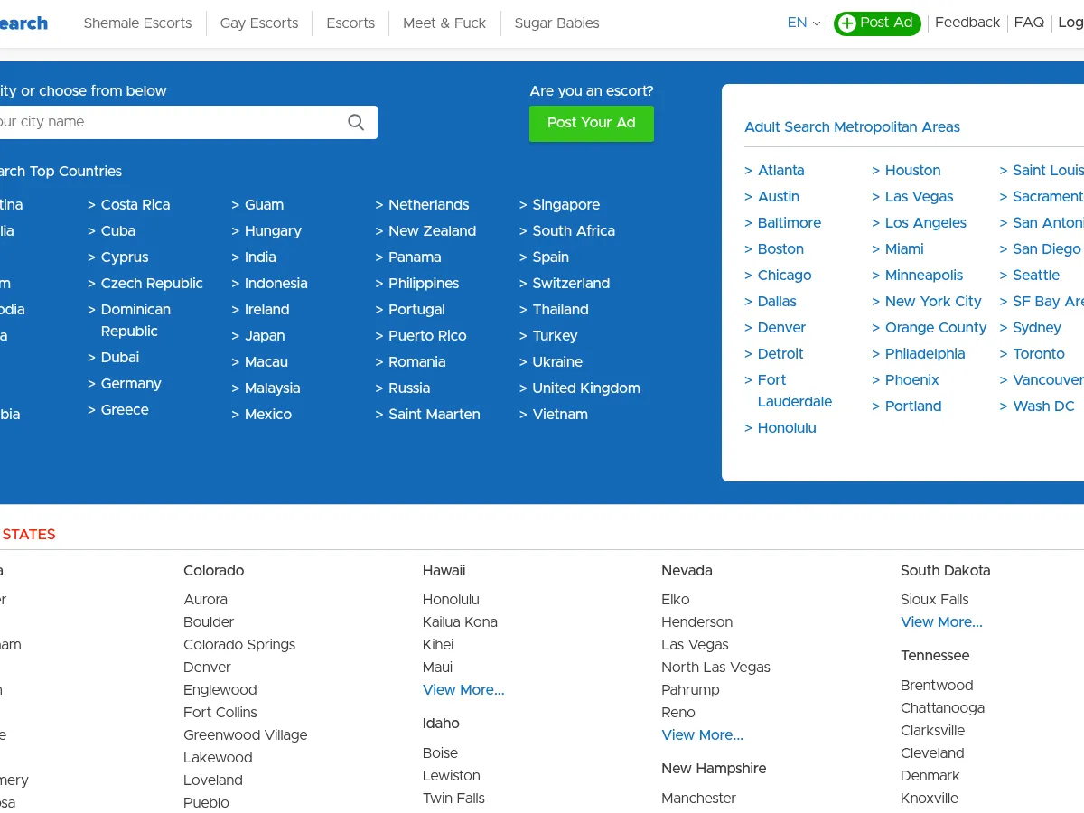 A heavily blurred, censored capture of the AdultSearch homepage — only soft shapes are visible, no explicit or readable content