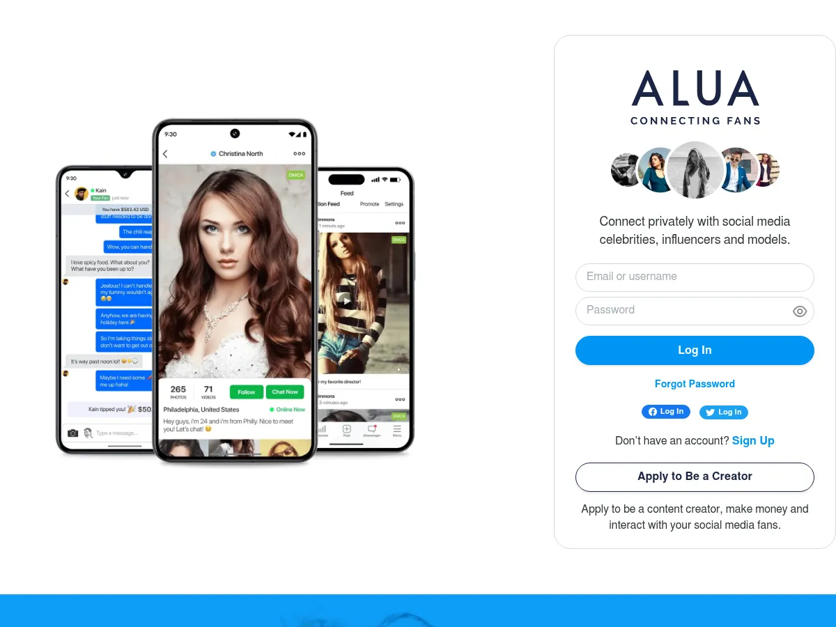 A heavily blurred, censored capture of the Alua homepage โ only soft shapes are visible, no explicit or readable content