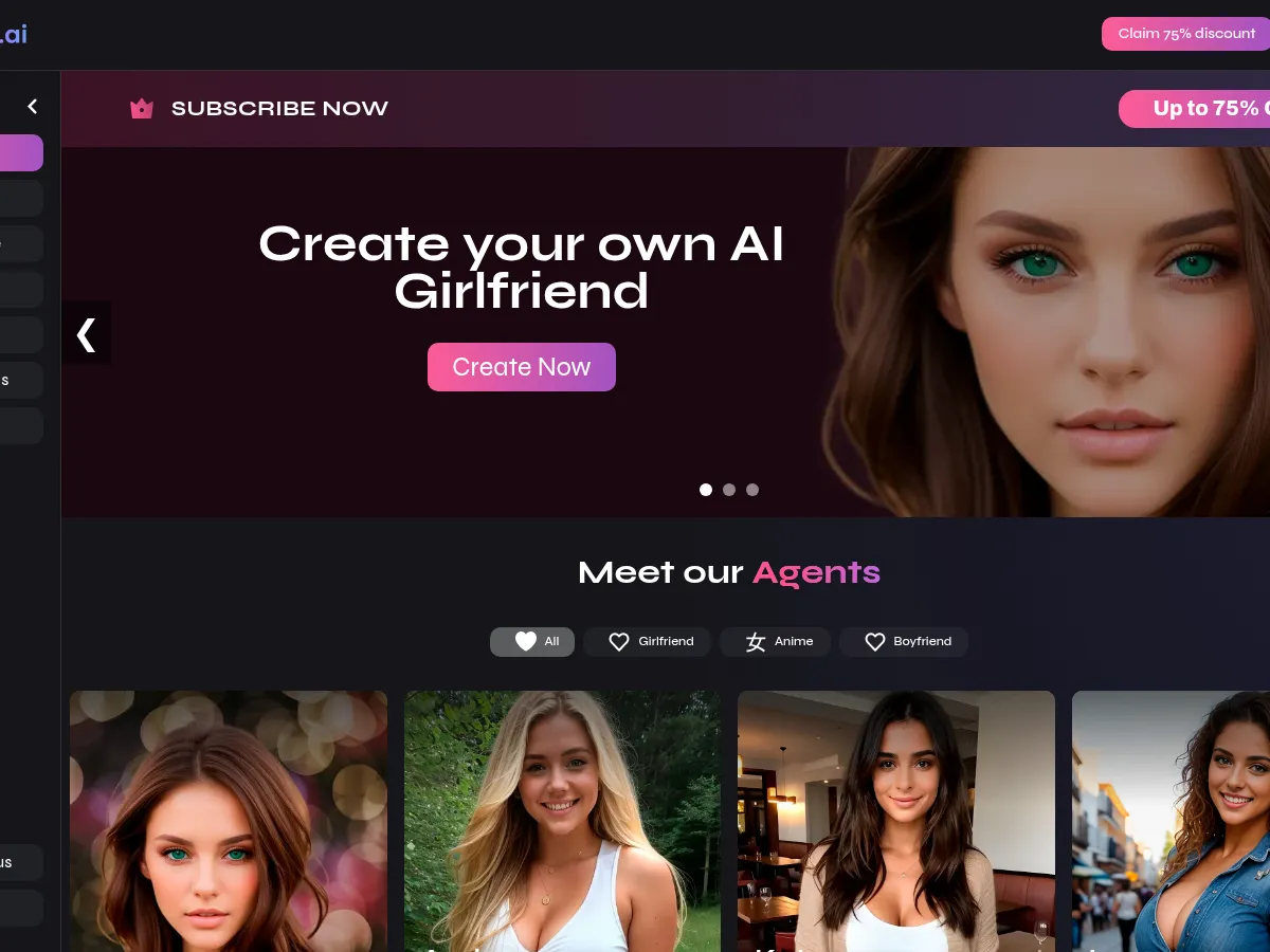 A heavily blurred, censored capture of the Angel.ai homepage — only soft shapes are visible, no explicit or readable content