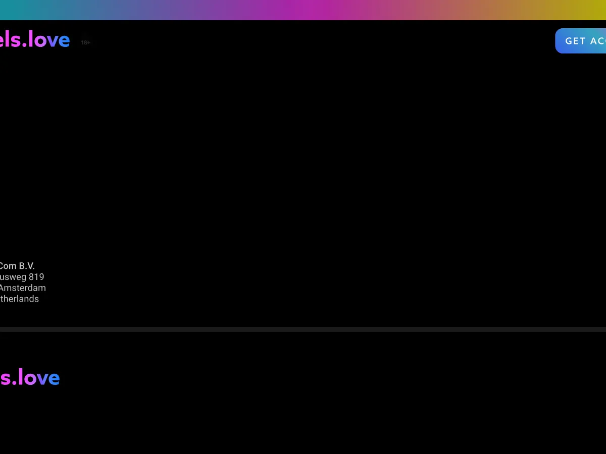 A heavily blurred, censored capture of the Angels Love homepage โ only soft shapes are visible, no explicit or readable content
