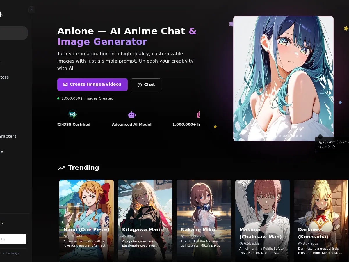 A heavily blurred, censored capture of the Anione homepage — only soft shapes are visible, no explicit or readable content