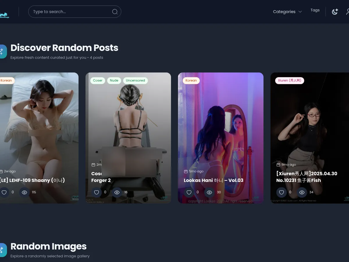 A heavily blurred, censored capture of the AsiaOnTop homepage — only soft shapes are visible, no explicit or readable content