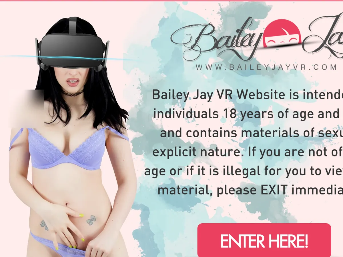 A heavily blurred, censored capture of the Bailey Jay VR homepage โ only soft shapes are visible, no explicit or readable content