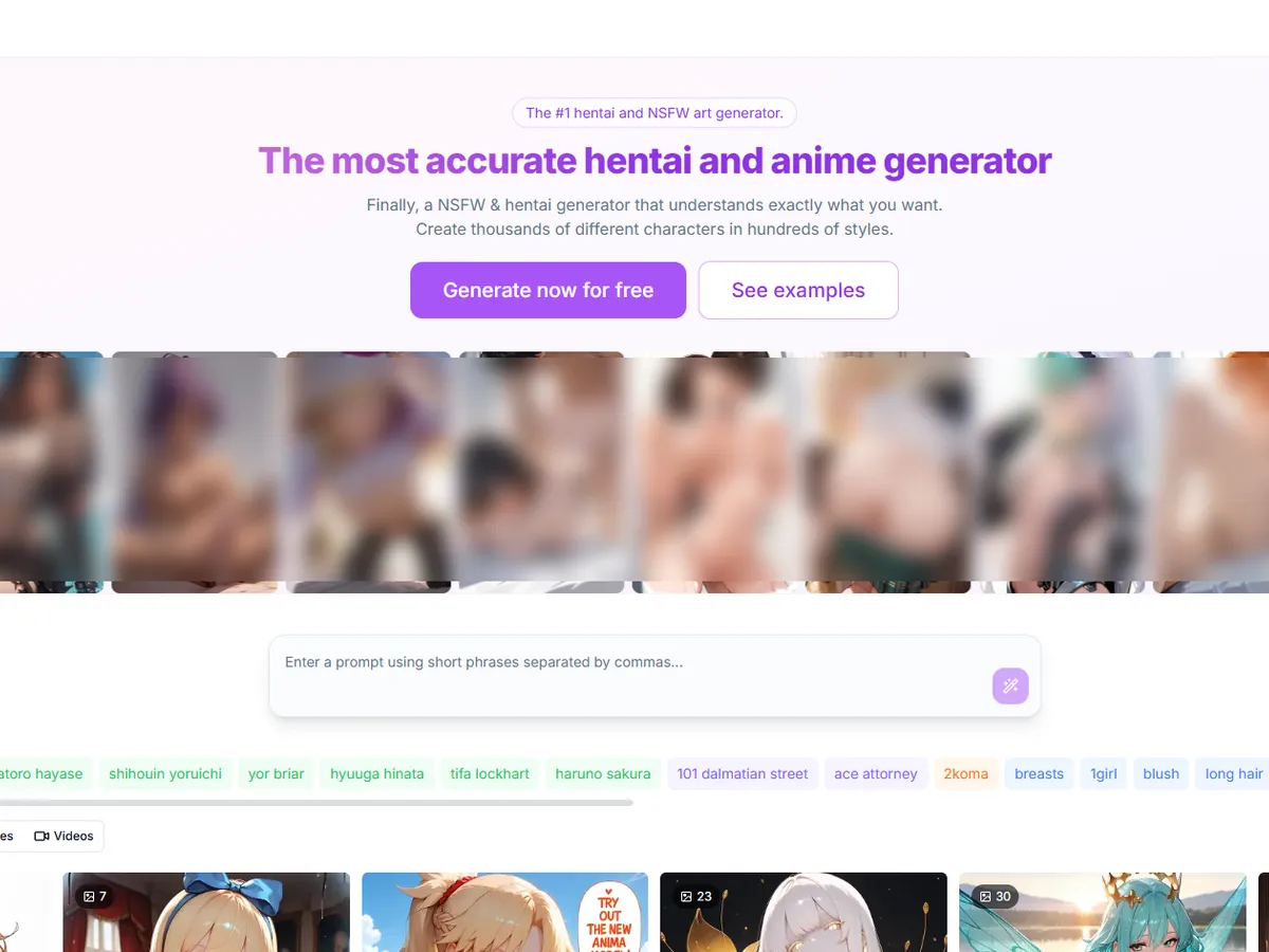 A heavily blurred, censored capture of the BetterWaifu homepage — only soft shapes are visible, no explicit or readable content