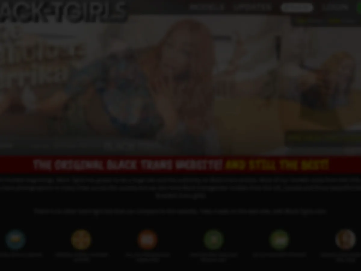A heavily blurred, censored capture of the Black TGirls homepage — only soft shapes are visible, no explicit or readable content