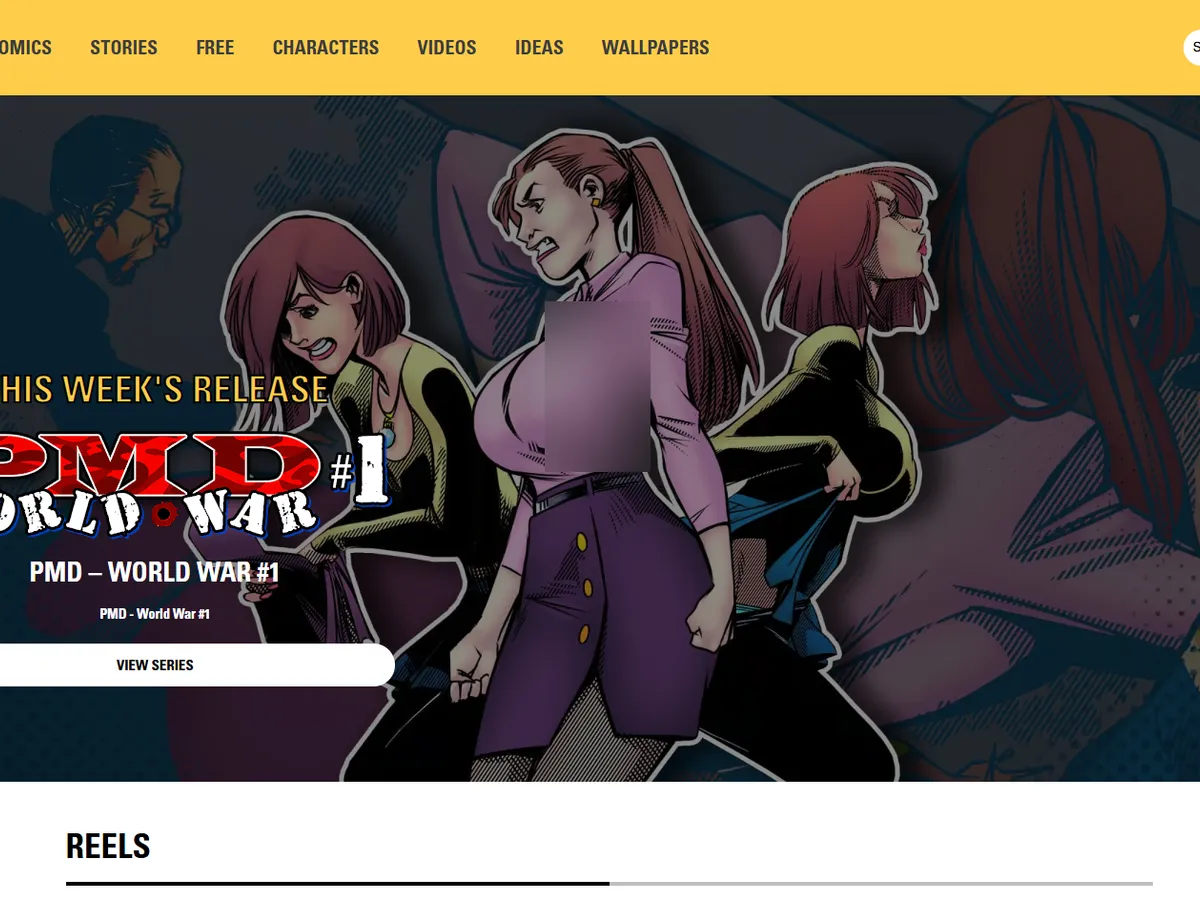 A heavily blurred, censored capture of the BotComics homepage โ only soft shapes are visible, no explicit or readable content