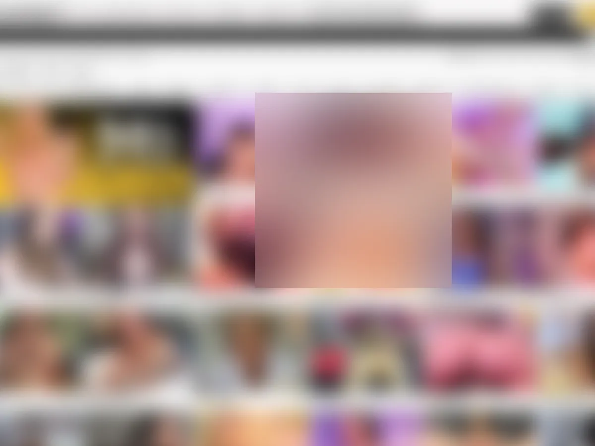 A heavily blurred, censored capture of the Camversity homepage — only soft shapes are visible, no explicit or readable content