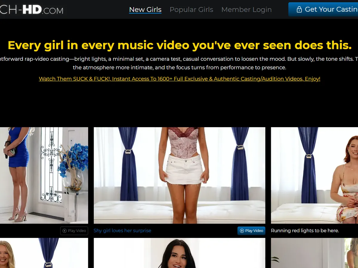 A heavily blurred, censored capture of the Casting Couch HD homepage โ only soft shapes are visible, no explicit or readable content