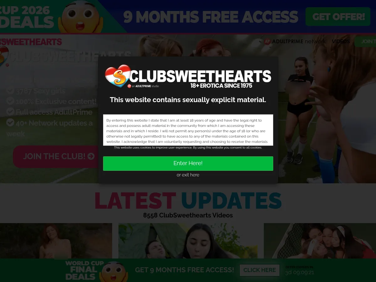 A heavily blurred, censored capture of the Club Seventeen homepage — only soft shapes are visible, no explicit or readable content