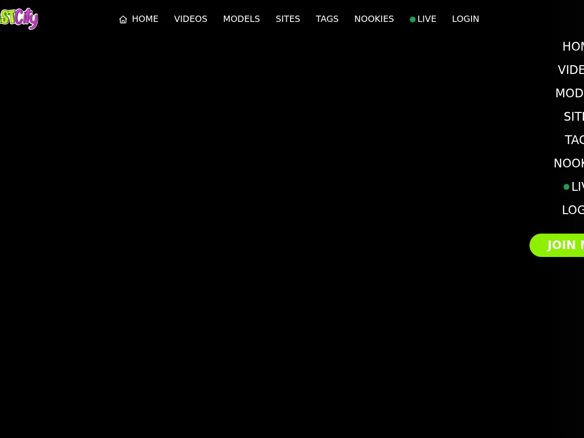 A heavily blurred, censored capture of the Cum Blast City homepage — only soft shapes are visible, no explicit or readable content