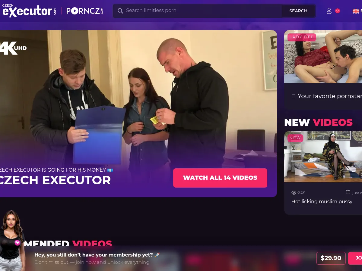 A heavily blurred, censored capture of the CzechExecutor homepage — only soft shapes are visible, no explicit or readable content