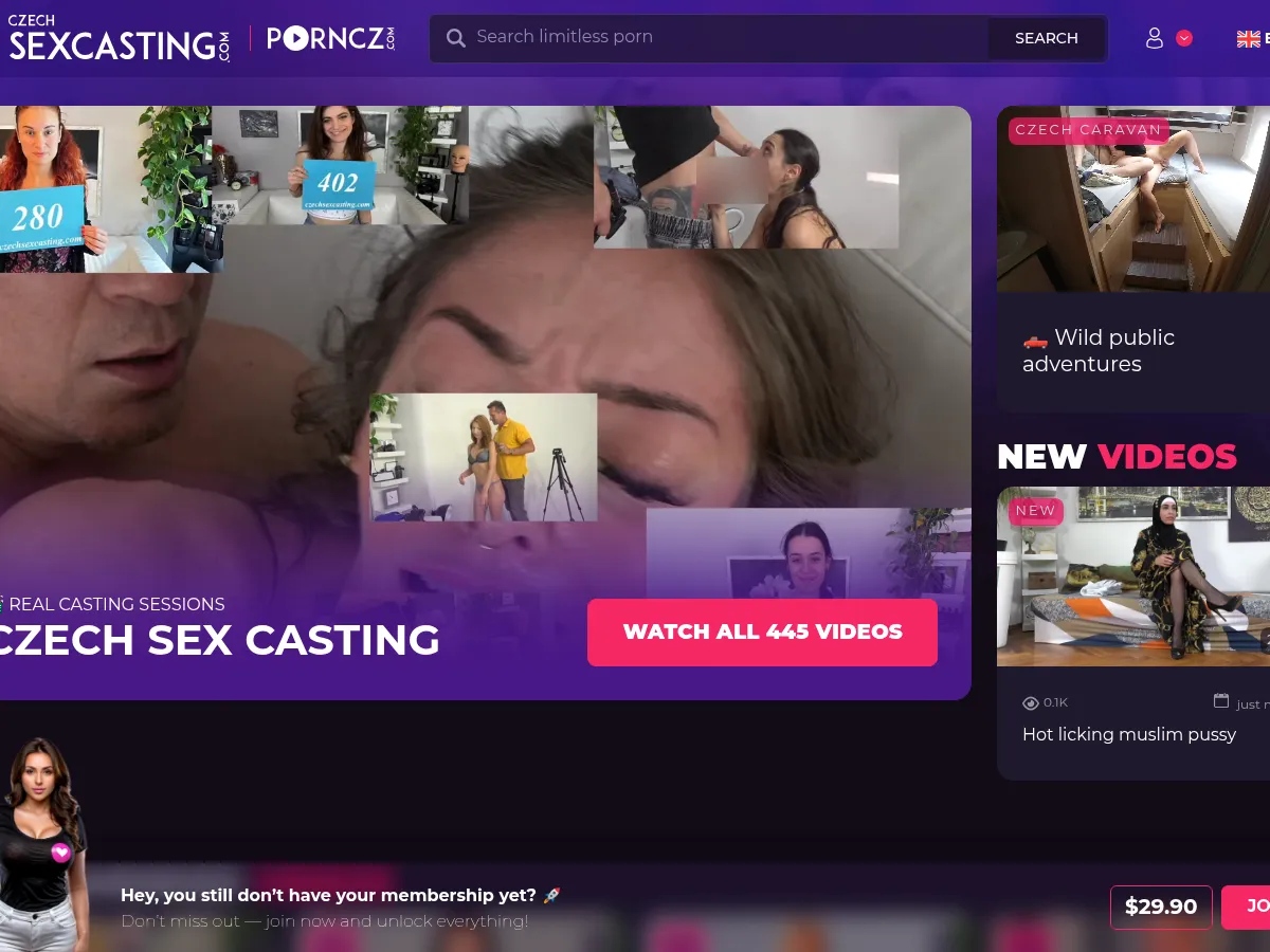 A heavily blurred, censored capture of the CzechSexCasting homepage โ only soft shapes are visible, no explicit or readable content