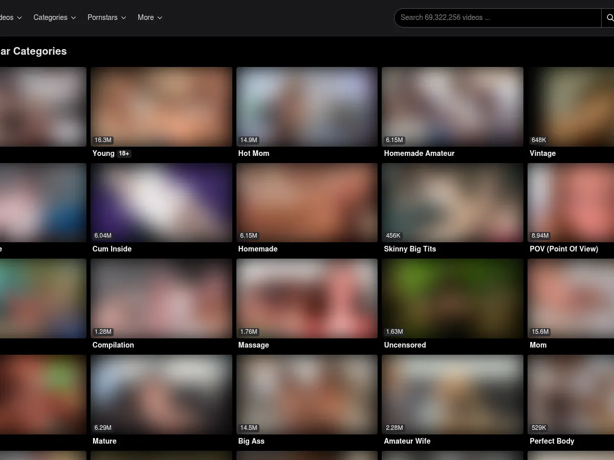 A heavily blurred, censored capture of the DinoTube homepage — only soft shapes are visible, no explicit or readable content