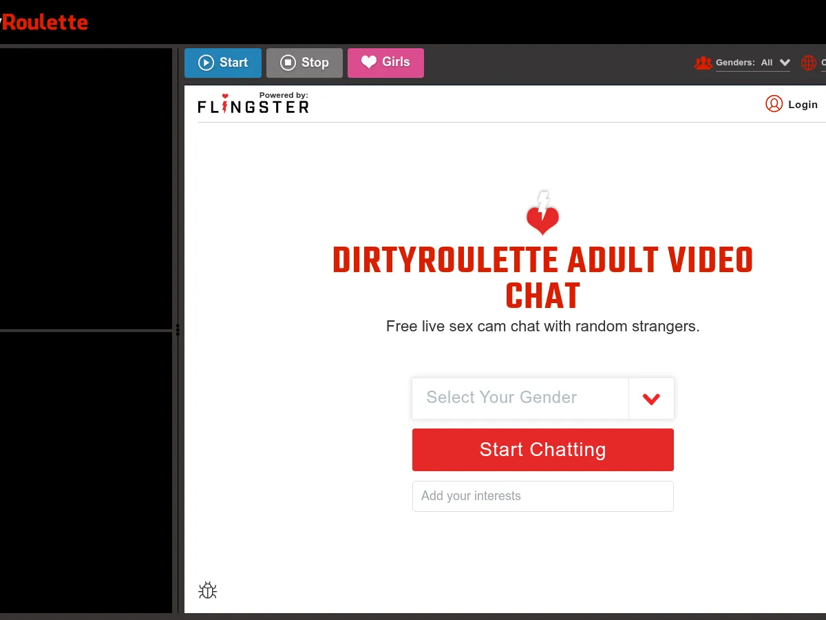 A heavily blurred, censored capture of the DirtyRoulette homepage — only soft shapes are visible, no explicit or readable content