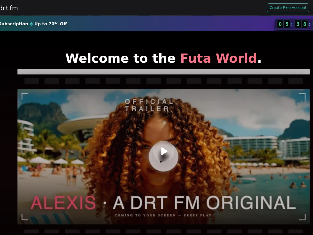 A heavily blurred, censored capture of the Futa World homepage — only soft shapes are visible, no explicit or readable content