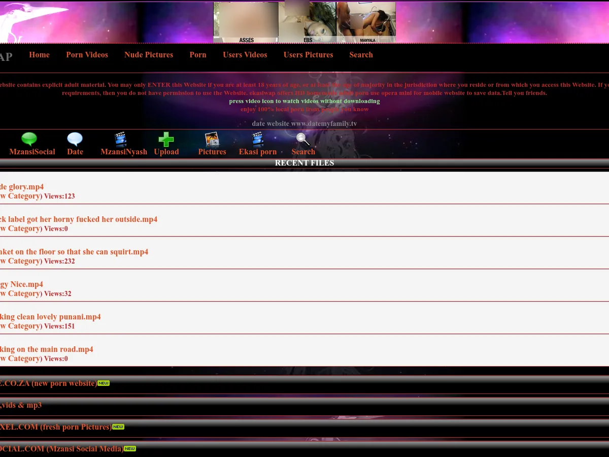 A heavily blurred, censored capture of the EkasiWap homepage โ only soft shapes are visible, no explicit or readable content