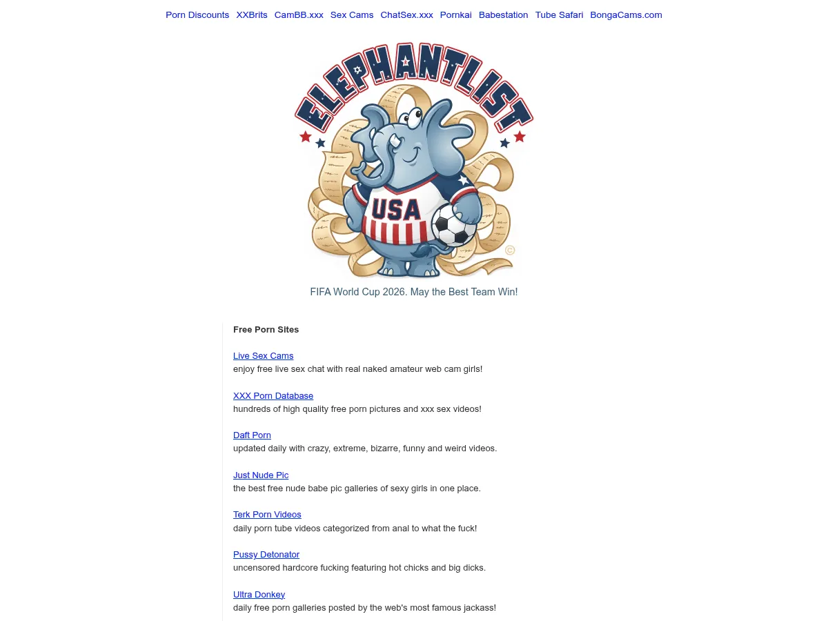 A heavily blurred, censored capture of the ElephantList homepage — only soft shapes are visible, no explicit or readable content