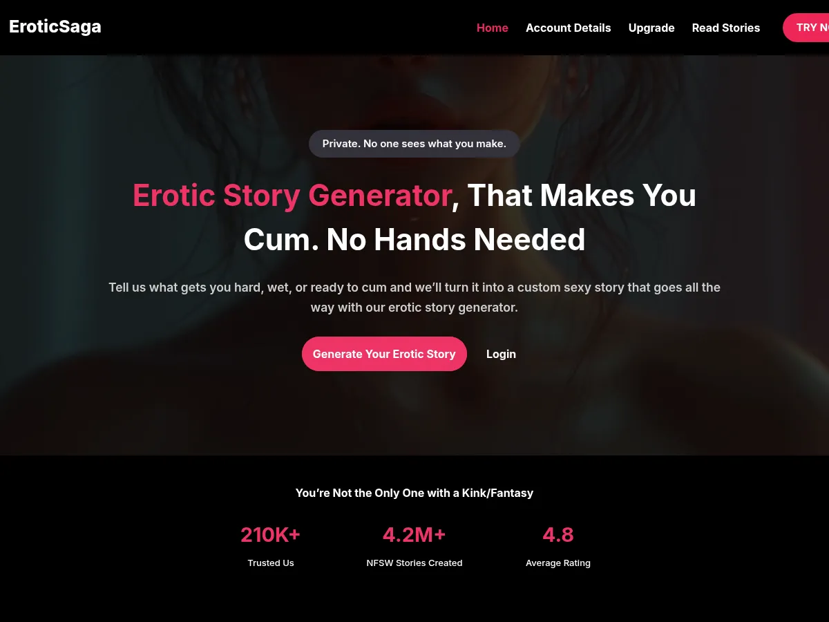 A heavily blurred, censored capture of the EroticSaga homepage — only soft shapes are visible, no explicit or readable content