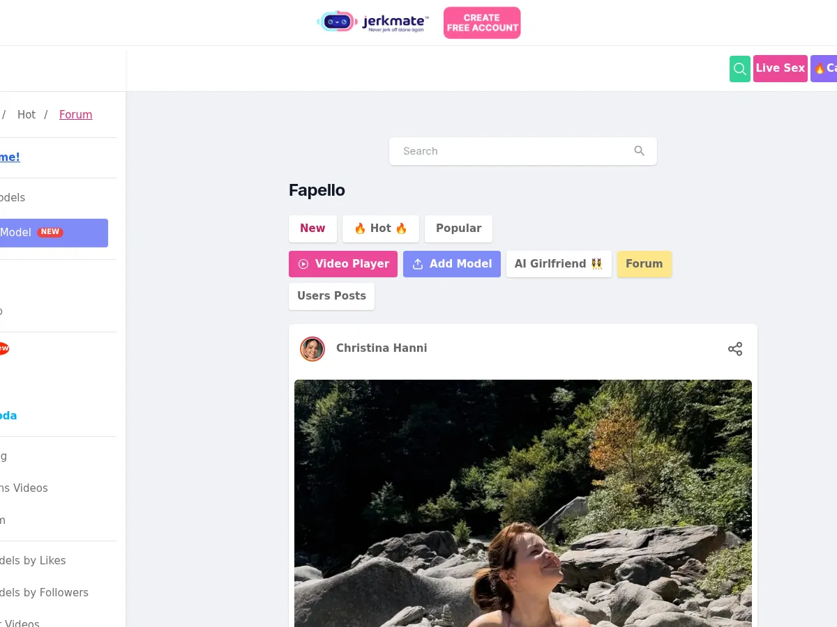 A heavily blurred, censored capture of the Fapello homepage — only soft shapes are visible, no explicit or readable content