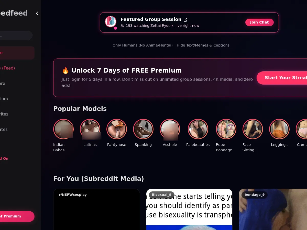 A heavily blurred, censored capture of the FappedFeed homepage — only soft shapes are visible, no explicit or readable content