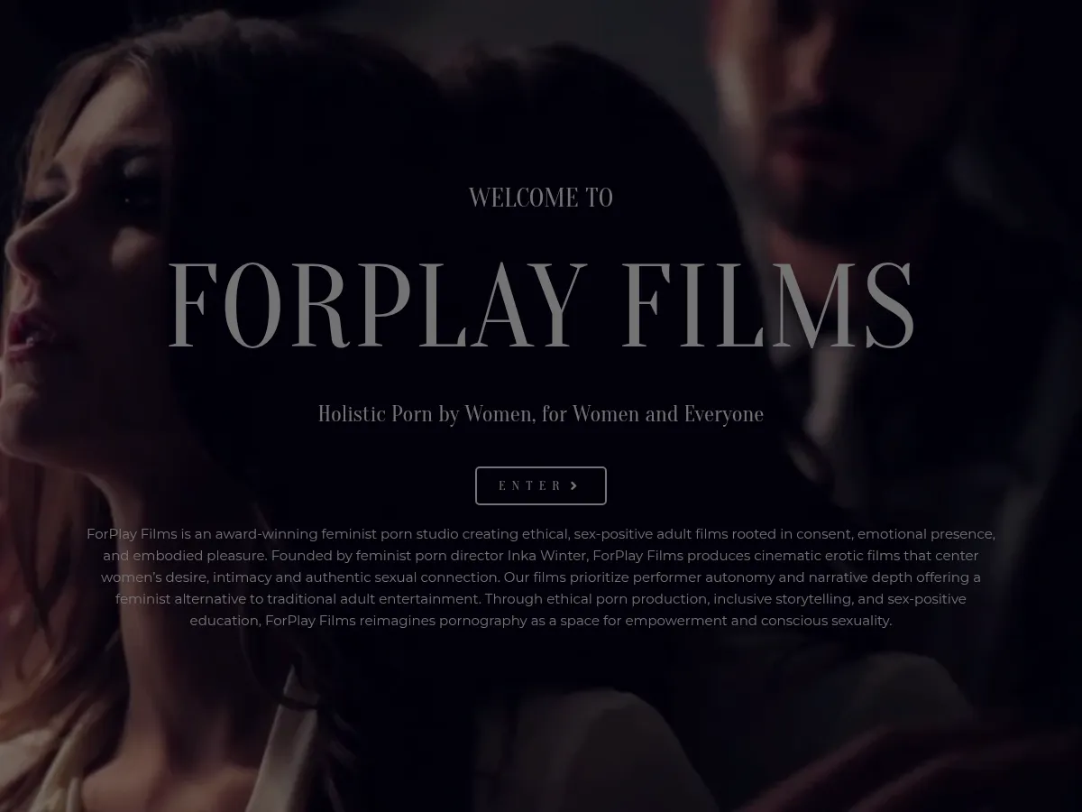 A heavily blurred, censored capture of the ForPlayFilms homepage โ only soft shapes are visible, no explicit or readable content