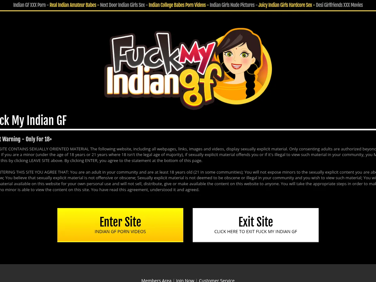 A heavily blurred, censored capture of the Fuck My Indian GF homepage — only soft shapes are visible, no explicit or readable content