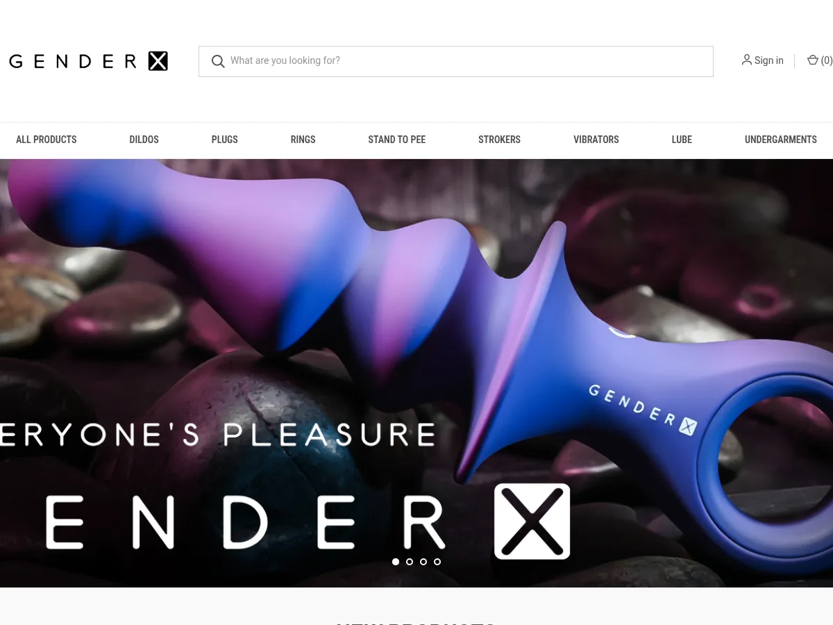 A heavily blurred, censored capture of the GenderX homepage โ only soft shapes are visible, no explicit or readable content