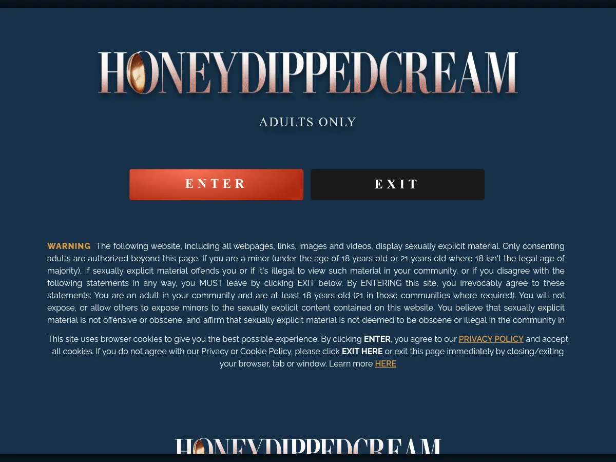 A heavily blurred, censored capture of the HoneyDippedCream homepage โ only soft shapes are visible, no explicit or readable content
