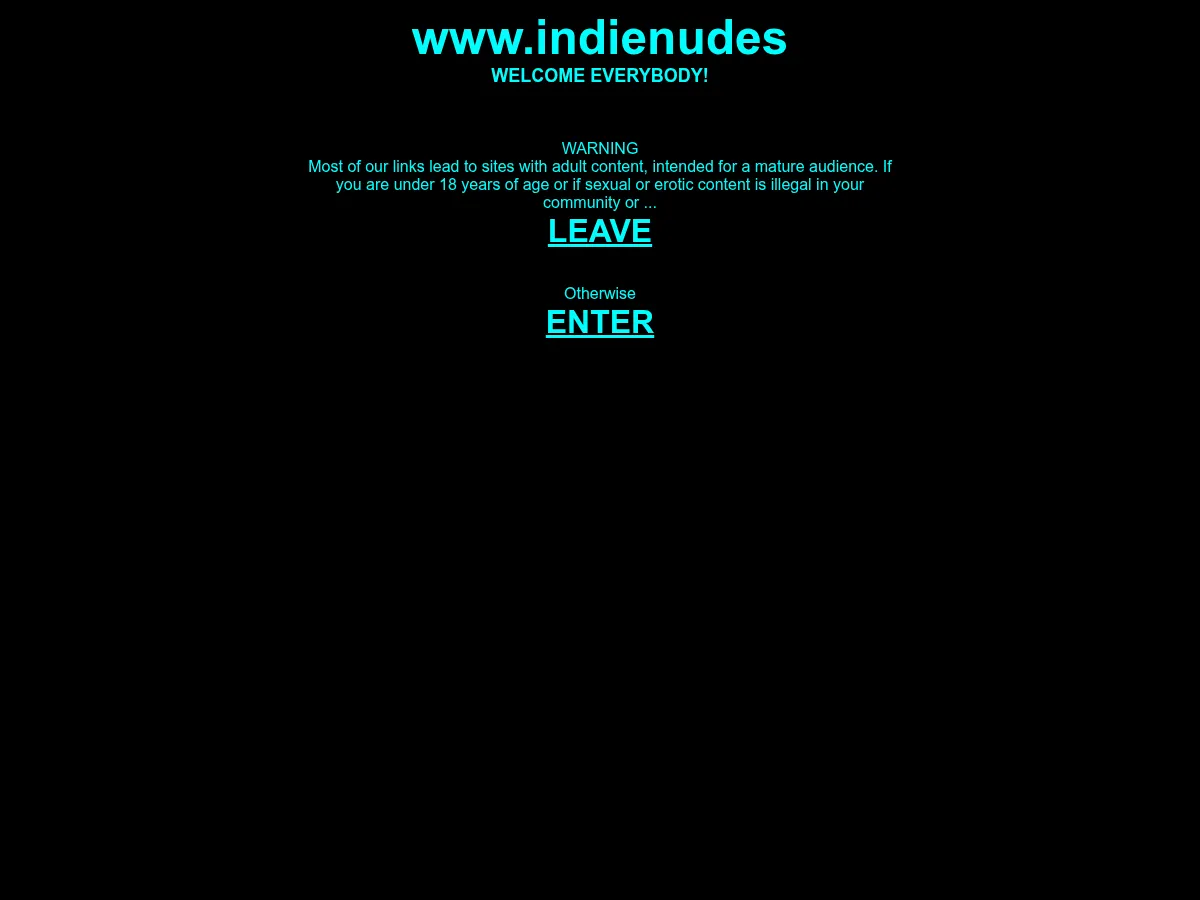 A heavily blurred, censored capture of the Indie Nudes homepage — only soft shapes are visible, no explicit or readable content