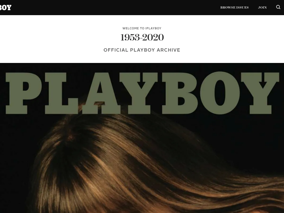 A heavily blurred, censored capture of the Playboy Magazines homepage — only soft shapes are visible, no explicit or readable content