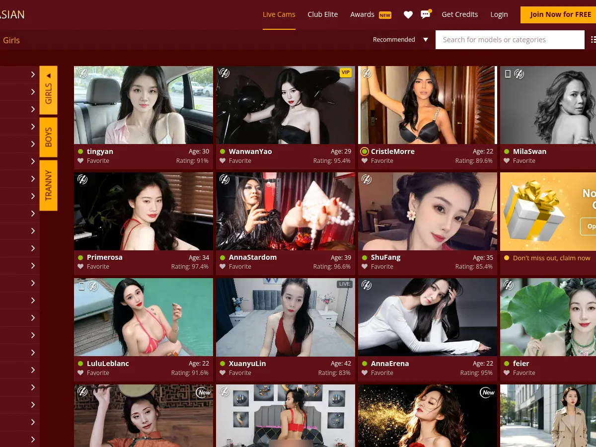A heavily blurred, censored capture of the LiveSexAsian homepage — only soft shapes are visible, no explicit or readable content