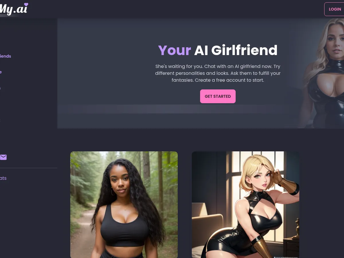 A heavily blurred, censored capture of the LoveMy.ai homepage — only soft shapes are visible, no explicit or readable content