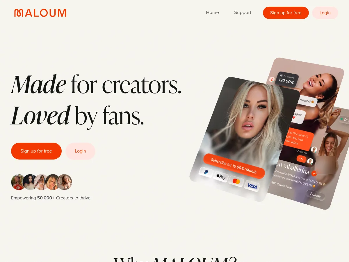 A heavily blurred, censored capture of the Maloum homepage โ only soft shapes are visible, no explicit or readable content