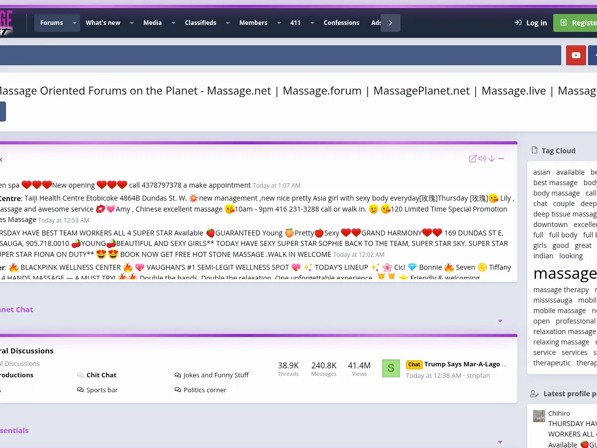 A heavily blurred, censored capture of the MassagePlanet homepage โ only soft shapes are visible, no explicit or readable content