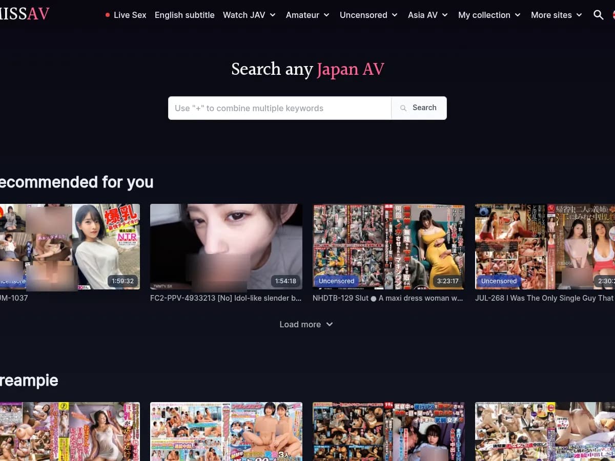 A heavily blurred, censored capture of the MissAV homepage โ only soft shapes are visible, no explicit or readable content