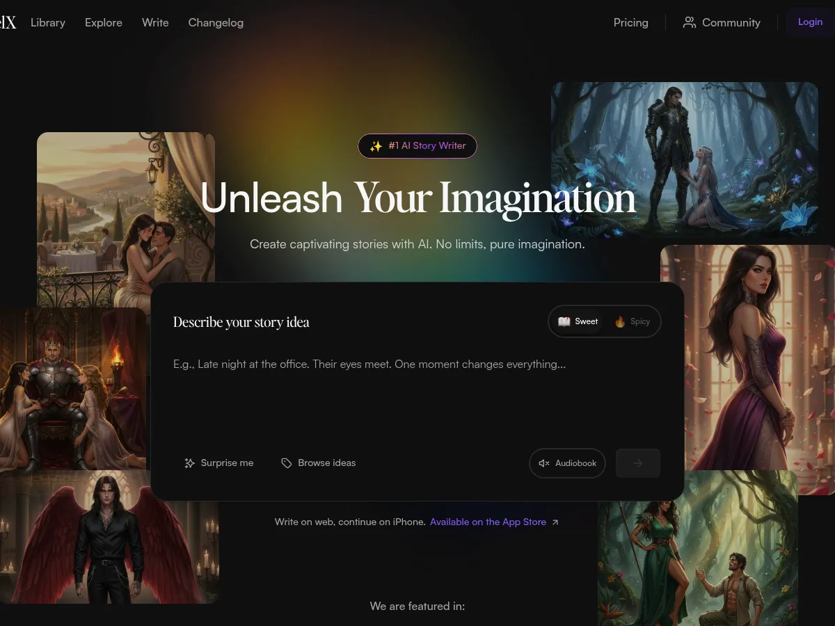 A heavily blurred, censored capture of the NovelX homepage — only soft shapes are visible, no explicit or readable content
