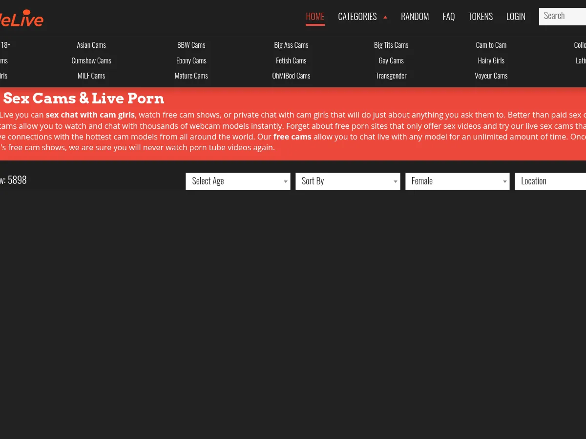 A heavily blurred, censored capture of the NudeLive homepage — only soft shapes are visible, no explicit or readable content