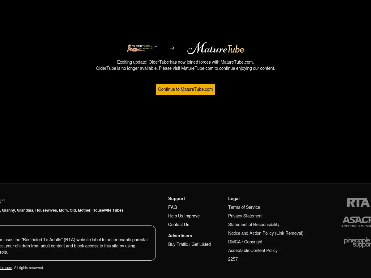 A heavily blurred, censored capture of the OlderTube homepage — only soft shapes are visible, no explicit or readable content