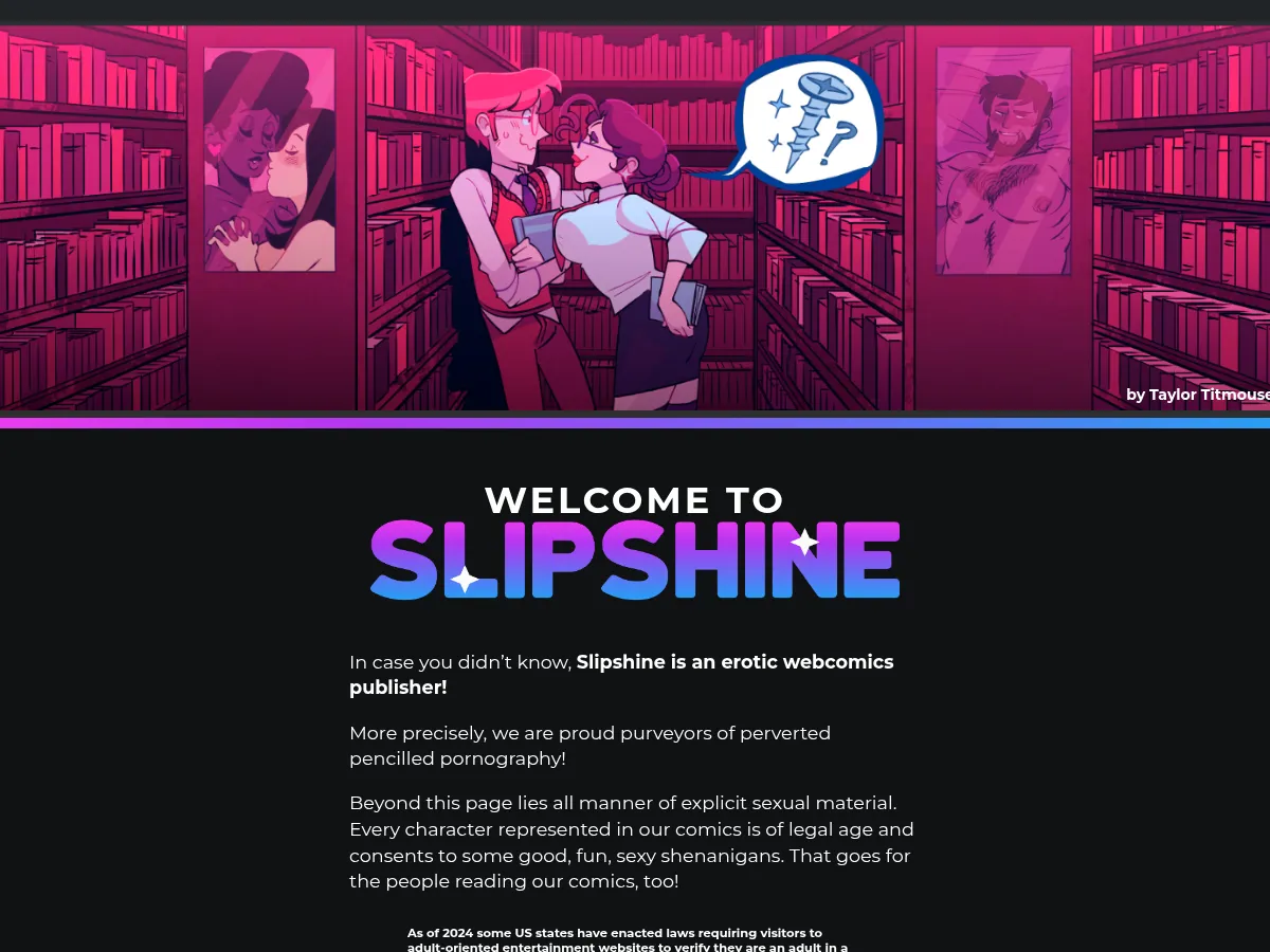 A heavily blurred, censored capture of the OrgyMania (SlipShine) homepage โ only soft shapes are visible, no explicit or readable content