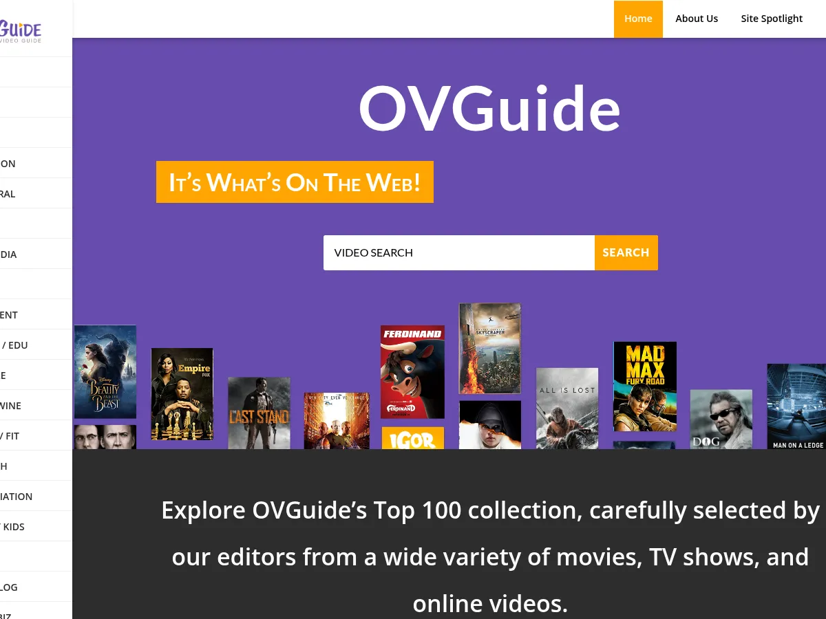 A heavily blurred, censored capture of the OVGuide Adult homepage — only soft shapes are visible, no explicit or readable content