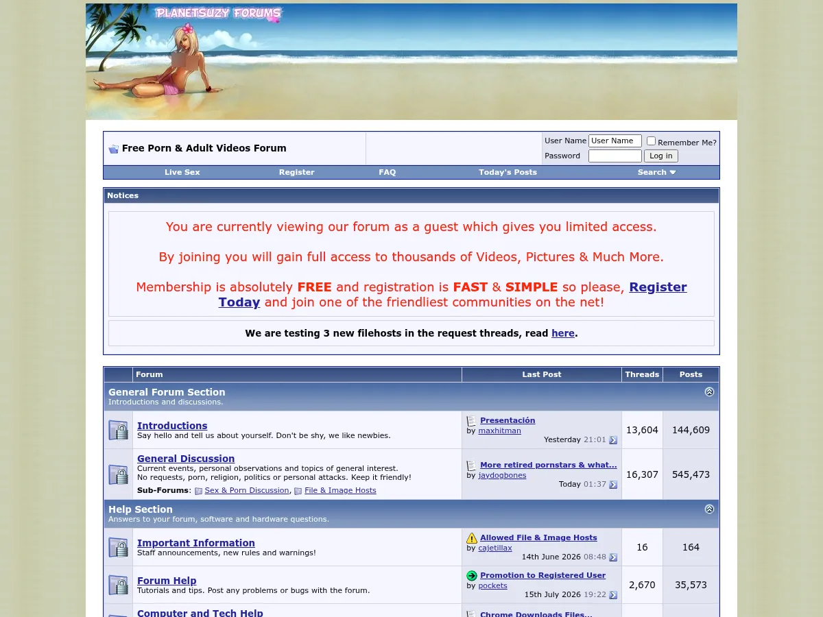 A heavily blurred, censored capture of the PlanetSuzy homepage โ only soft shapes are visible, no explicit or readable content