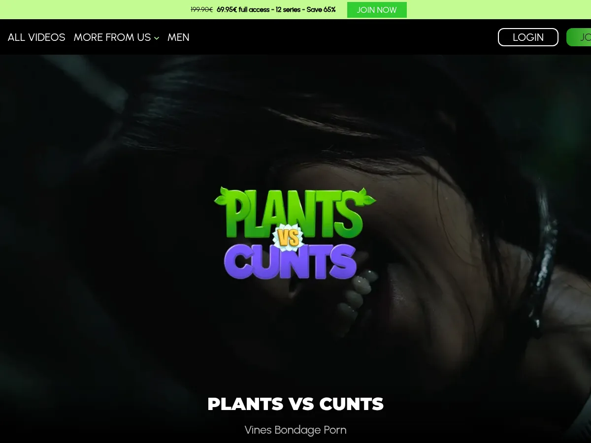 A heavily blurred, censored capture of the Plants VS Cunts homepage — only soft shapes are visible, no explicit or readable content