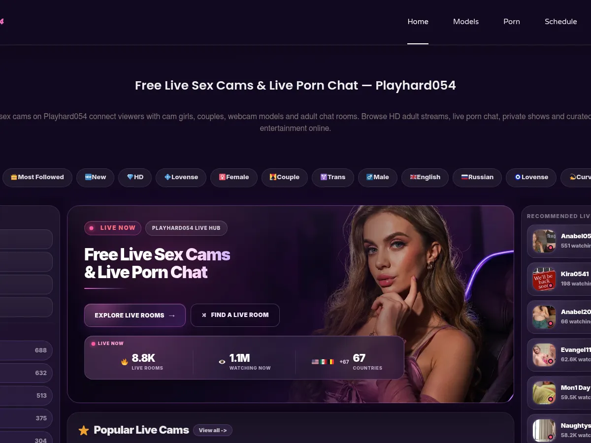 A heavily blurred, censored capture of the PlayHard054 homepage — only soft shapes are visible, no explicit or readable content