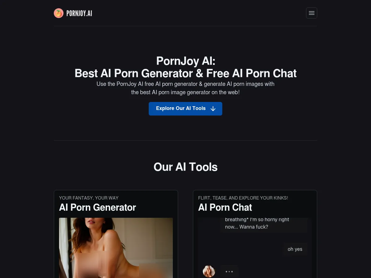 A heavily blurred, censored capture of the PornJoy homepage — only soft shapes are visible, no explicit or readable content