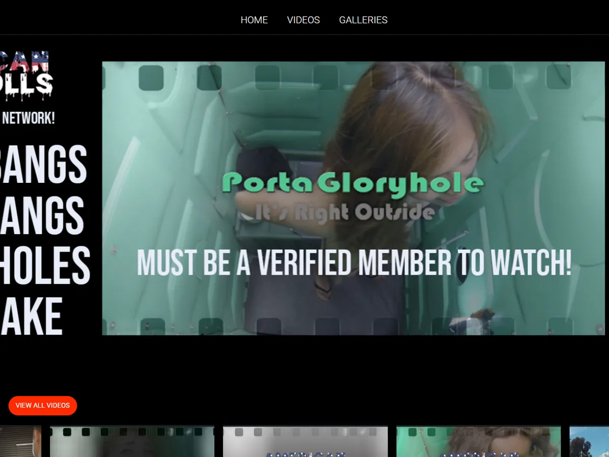 A heavily blurred, censored capture of the Porta Gloryhole homepage — only soft shapes are visible, no explicit or readable content