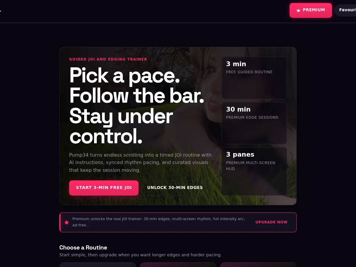 A heavily blurred, censored capture of the Pump34 homepage — only soft shapes are visible, no explicit or readable content