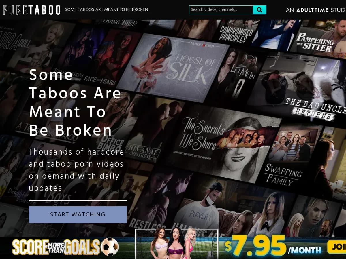 A heavily blurred, censored capture of the PureTaboo homepage โ only soft shapes are visible, no explicit or readable content
