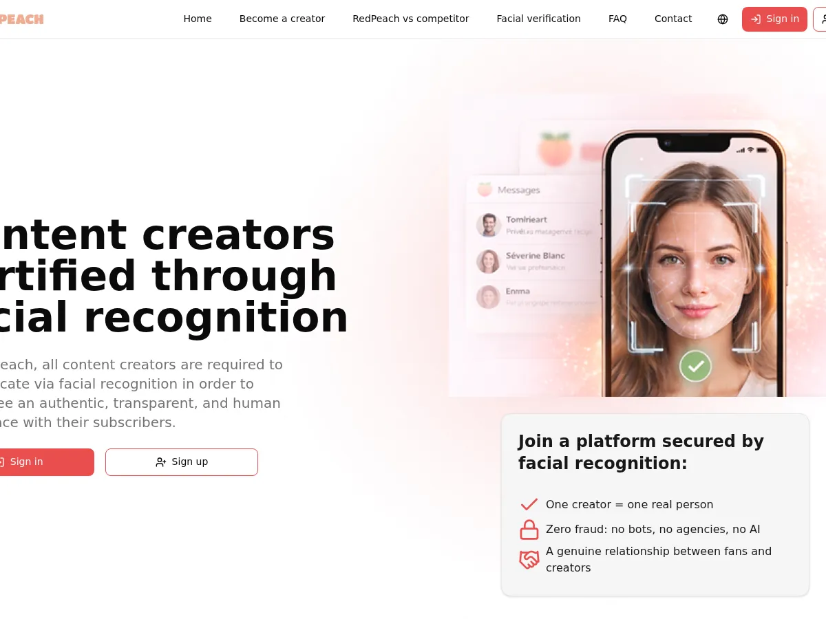 A heavily blurred, censored capture of the RedPeach homepage โ only soft shapes are visible, no explicit or readable content